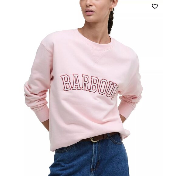 NWT Barbour Northumberland Cotton Sweatshirt Light Pink Size 12 MSRP 110